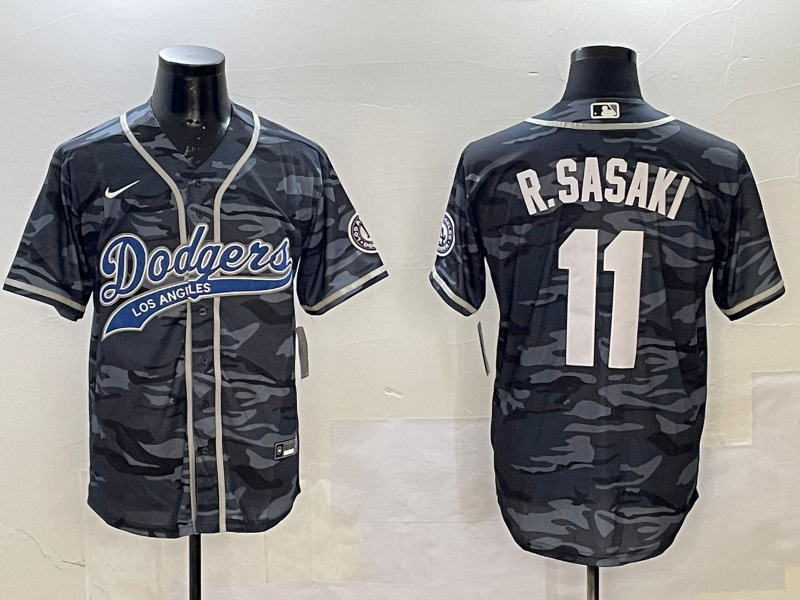 Men's Los Angeles Dodgers Roki Sasaki Grey Camouflage Player Jersey