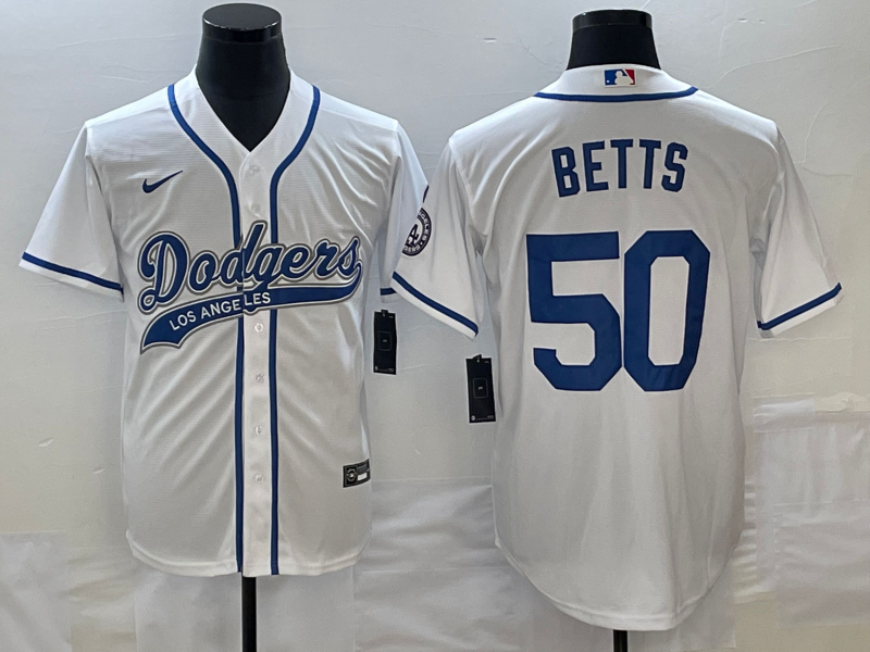 Men's Los Angeles Dodgers Mookie Betts White Player Jersey Joint Edition