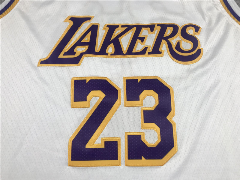 Men's Los Angeles Lakers LeBron James NBA White Swingman Player Jersey