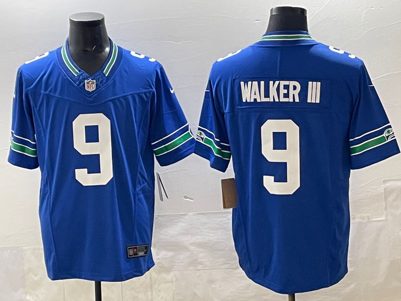 Men's Seattle Seahawks Kenneth Walker III Royal Throwback Player Game Jersey