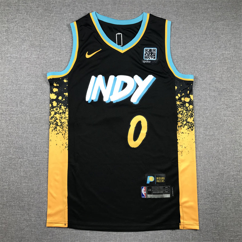 Men's Indiana Pacers Tyrese Haliburton Black 2023/24 Swingman Jersey - City Edition