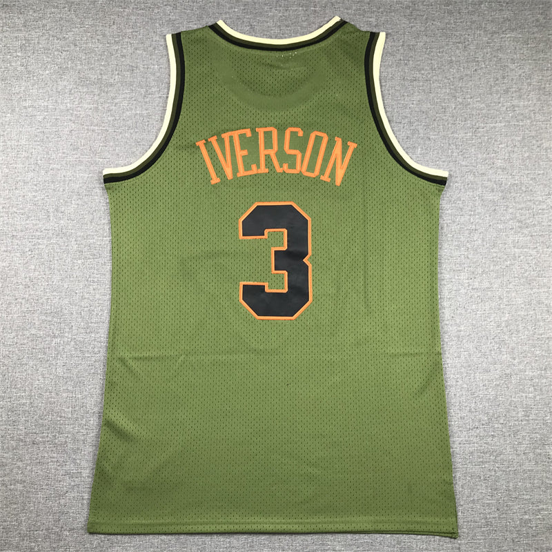 Men's Philadelphia 76ers Allen Iverson Army Green 1996-97 Hardwood Classics Swingman Jersey