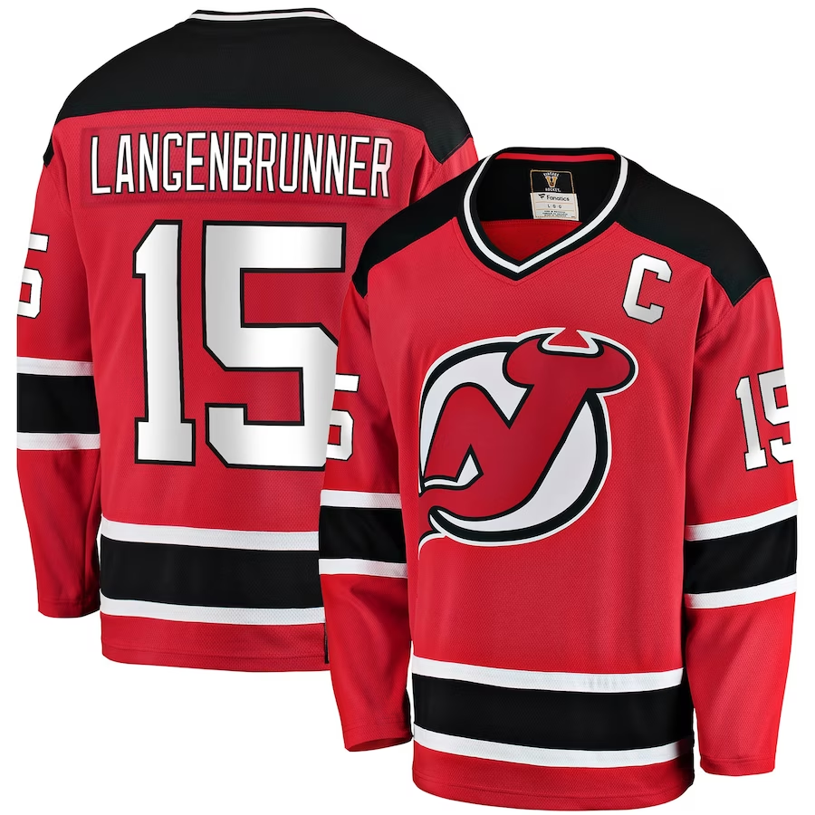 Men's New Jersey Devils Jamie Langenbrunner Red Player Game Jersey