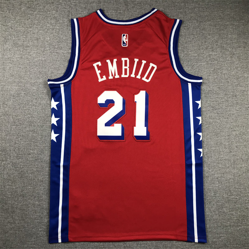 Men's Philadelphia 76ers Joel Embiid NBA Red Replica Jersey