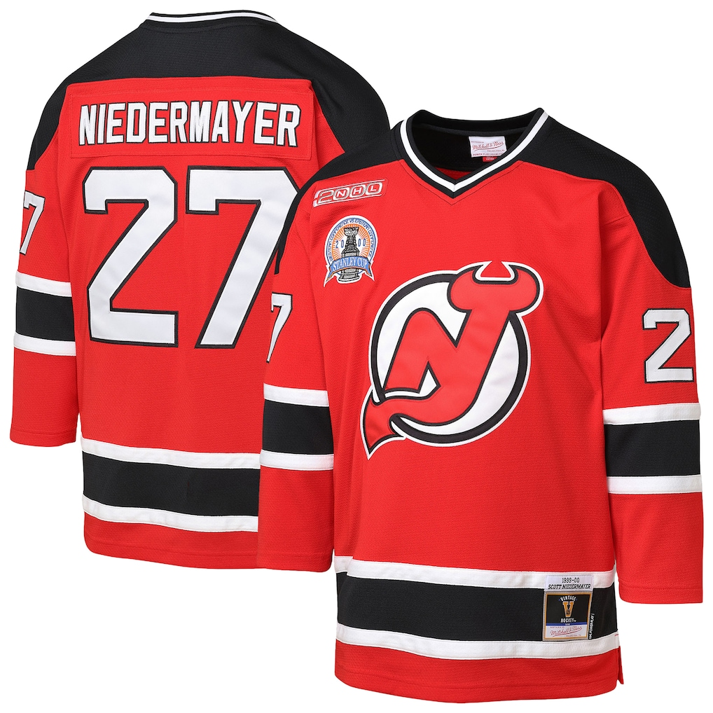 Men's New Jersey Devils Scott Niedermayer Mitchell & Ness Red Big & Tall 1999/00 Blue Line 2.0 Jersey