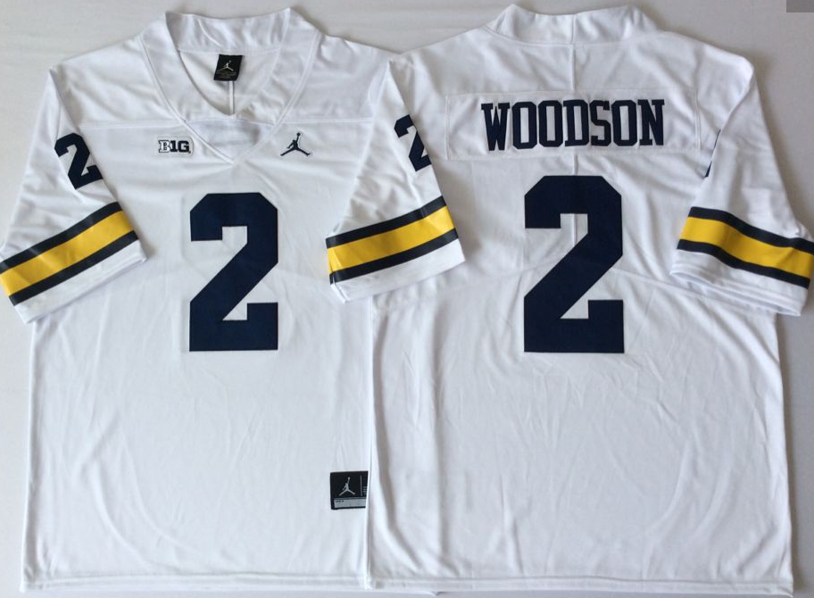 Men's Michigan Wolverines Charles Woodson White Alumni Player Game Jersey