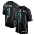 Men's Philadelphia Eagles Jalen Hurts Black Super Bowl LVII Patch Fashion Game Jersey