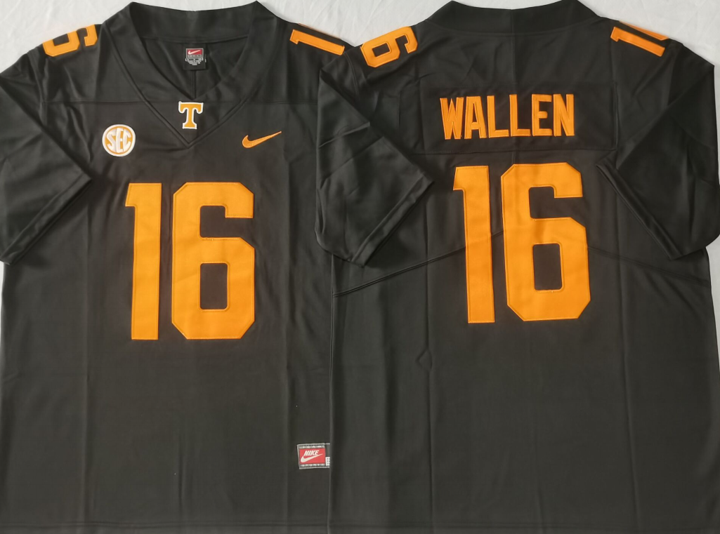 Men's Tennessee Volunteers Morgan Wallen Black Player Game Jersey
