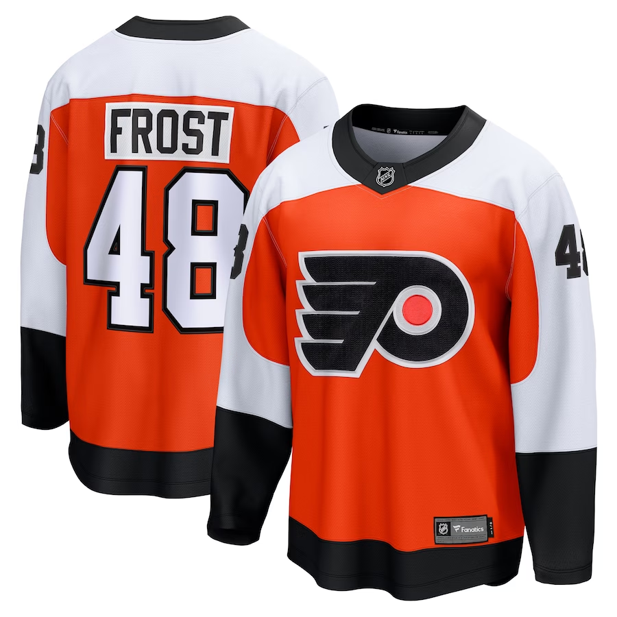 Men's Philadelphia Flyers Morgan Frost Orange Player Game Jersey