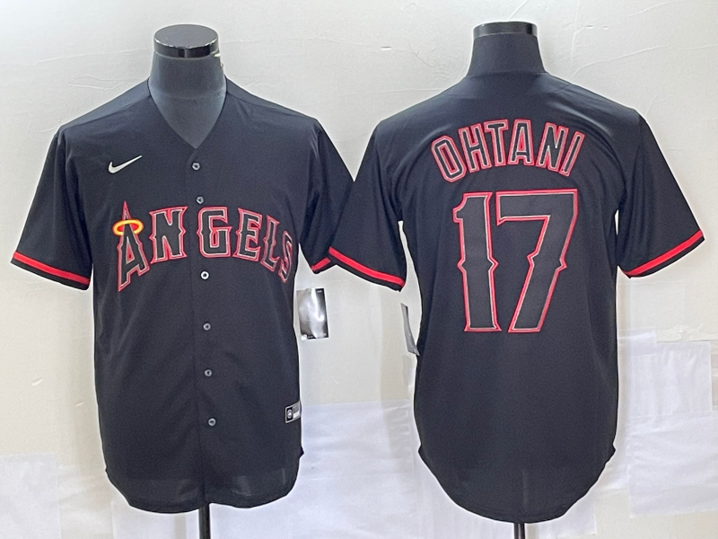 Men's Los Angeles Angels Shohei Ohtani MLB Black Sewn Baseball Jersey