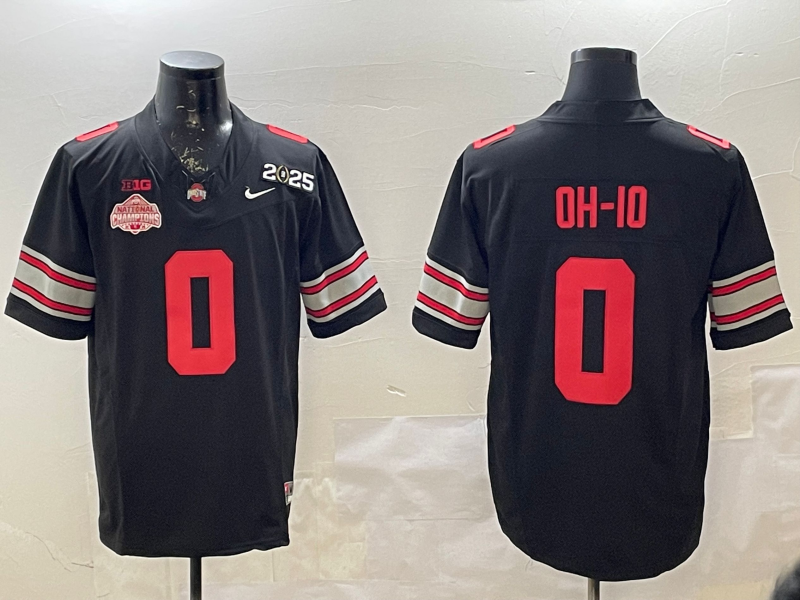 Men's Ohio State Buckeyes Black 2025 CFP Final National Champions Patch F.U.S.E. Jersey