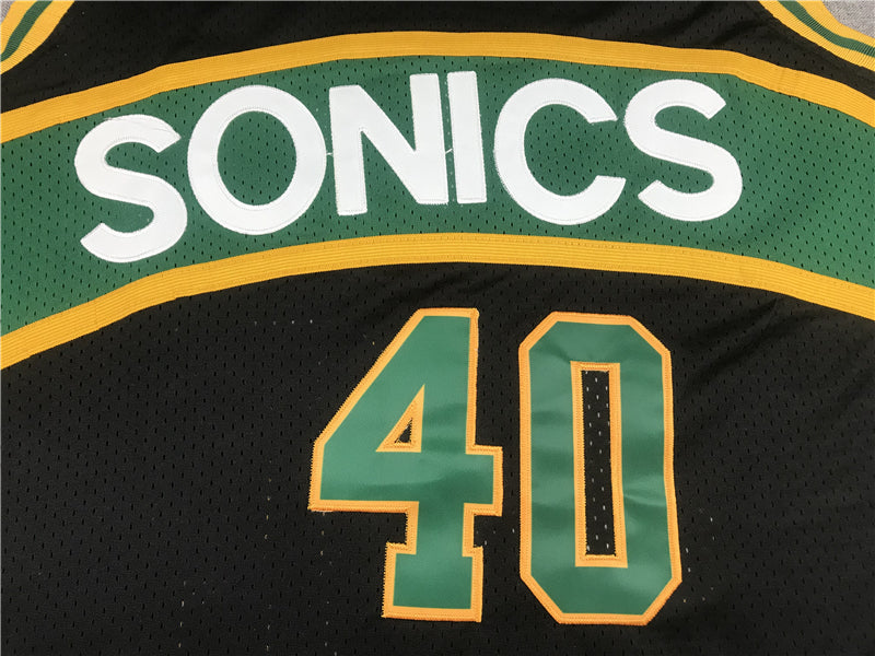 Men's Seattle Supersonics Shawn Kemp Black Throwback Swingman Jersey