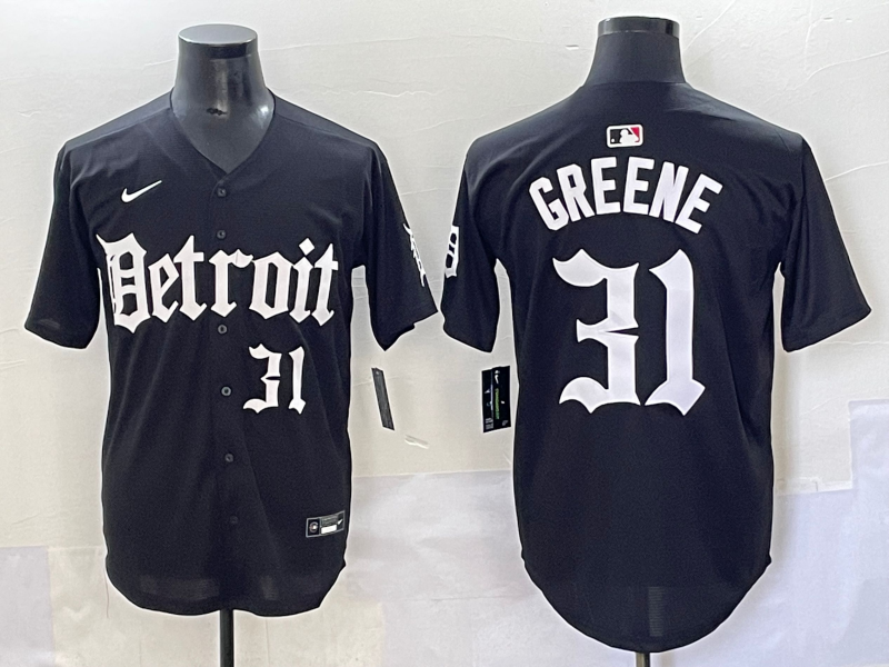 Men's Detroit Tigers Riley Greene Black Player Jersey