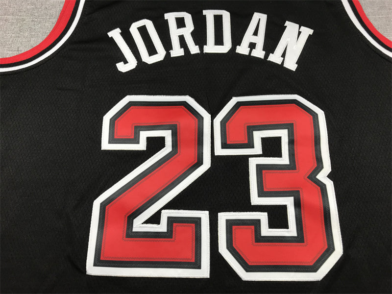 Men's Chicago Bulls Michael Jordan Black Authentic Player Jersey