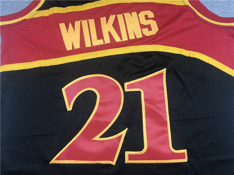 Men's Atlanta Hawks Dominique Wilkins 1986-87 Black Hardwood Classics Swingman Jersey