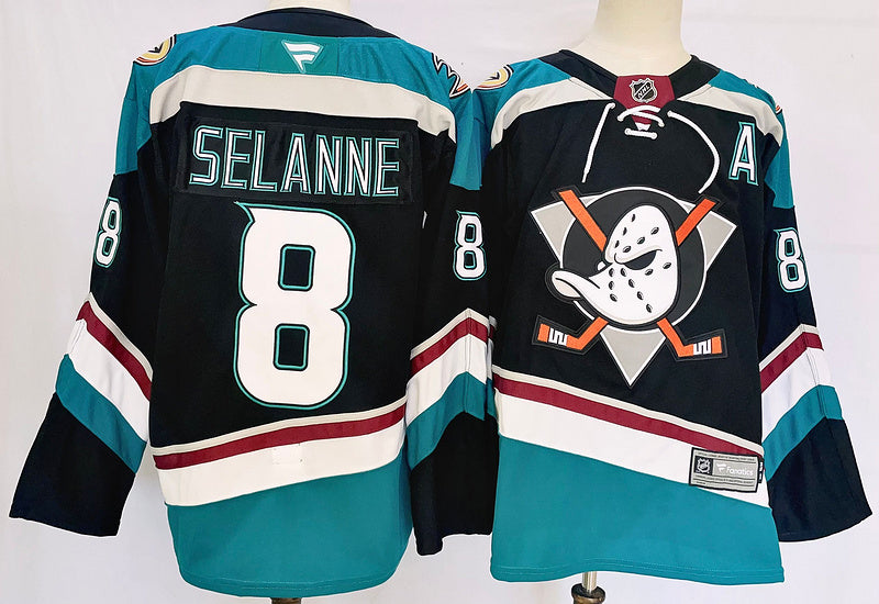 Men's Anaheim Ducks Teemu Selanne Black Game jersey