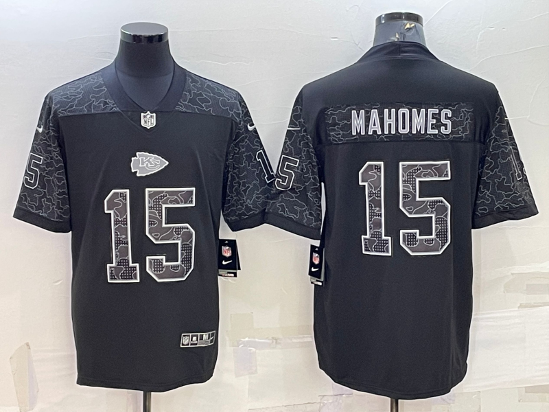 Men's Kansas City Chiefs Patrick Mahomes Black RFLCTV Limited Jersey