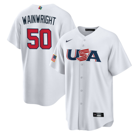 Men's 2023 World Baseball Classic Adam Wainwright USA White Jersey