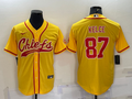 Men's Kansas City Chiefs Travis Kelce Gold Game Jersey Joint Edition