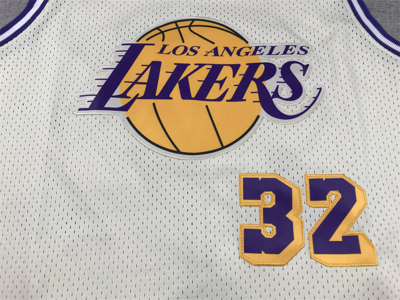 Men's Los Angeles Lakers Magic Johnson Cream Hardwood Classics Swingman Jersey