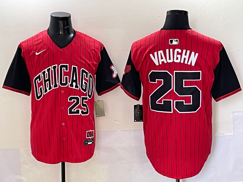 Men's Chicago White Sox Andrew Vaughn Red/Black 2025 City Connect Limited Player Jersey