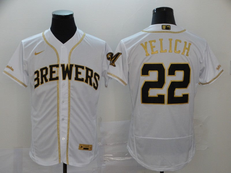 Men's Milwaukee Brewers Christian Yelich MLB White Player Jersey