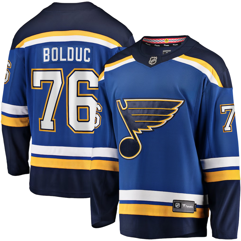 Men's St. Louis Blues Zack Bolduc Fanatics Blue Home Breakaway Player Jersey
