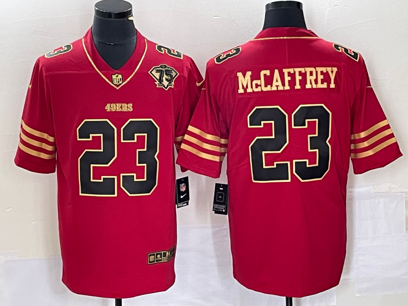 Men's San Francisco 49ers Christian McCaffrey Red 75th Anniversary Game Jersey