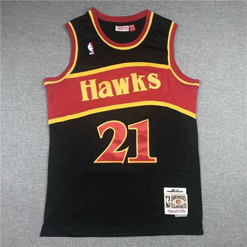 Men's Atlanta Hawks Dominique Wilkins 1986-87 Black Hardwood Classics Swingman Jersey