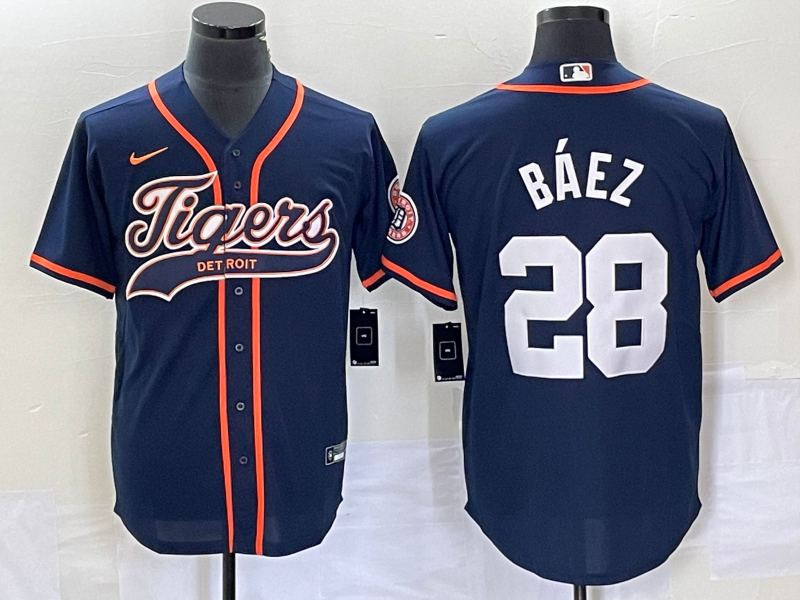 Men's Detroit Tigers Javier Baez Navy Replica Player Jersey Joint Edition