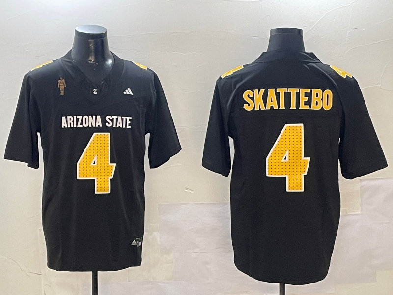 Men's Arizona State Sun Devils Cameron Skattebo Black Player Jersey