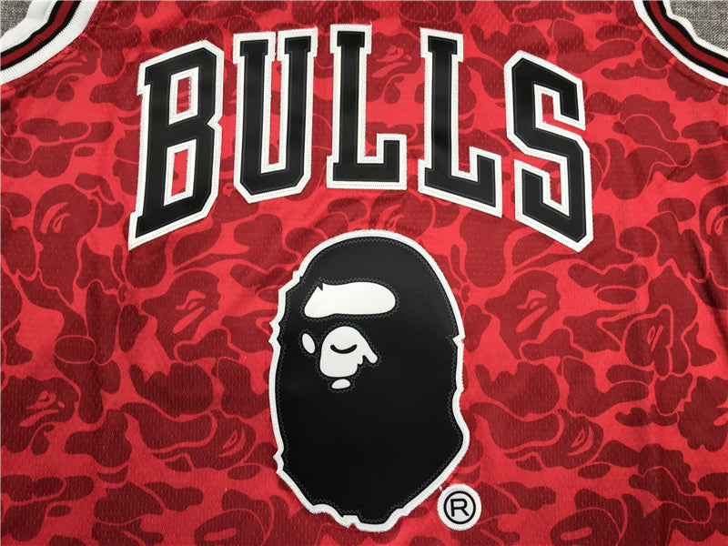 Men's Chicago Bulls Bape Red 1997-98 Hardwood Classics Authentic Jersey