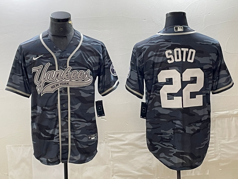 Men's New York Yankees Juan Soto Grey Camouflage Player Jersey Joint Edition