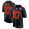 Men's Kansas City Chiefs Travis Kelce Black Super Bowl LVIII Carbon Fashion Game Player Jersey