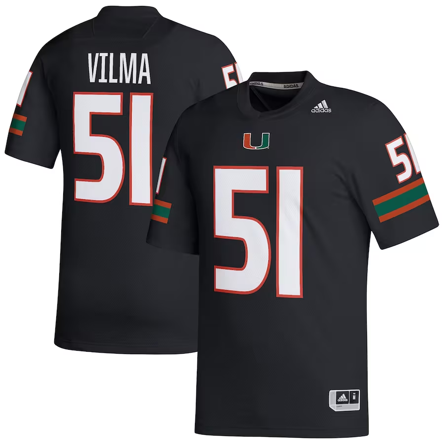 Men's Miami Hurricanes Jonathan Vilma Black Retired Football Player Jersey