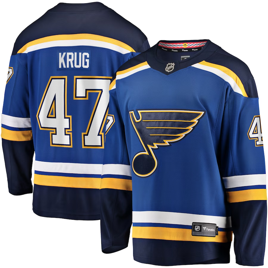 Men's St. Louis Blues Torey Krug Blue Home Breakaway Player Jersey