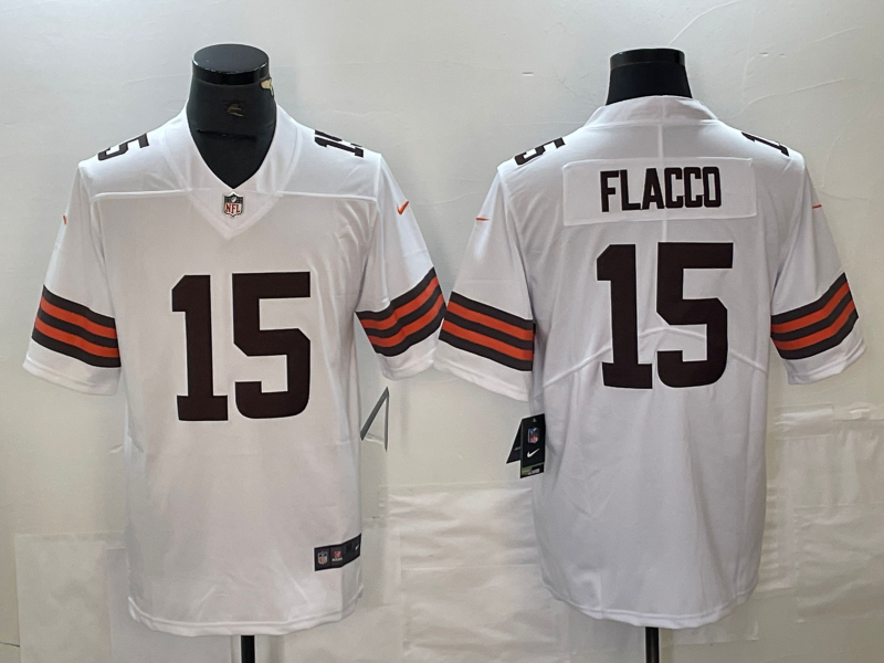Men's Cleveland Browns Joe Flacco White Game Player Jersey