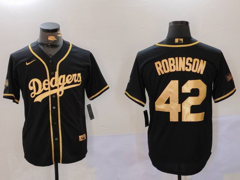 Men's Los Angeles Dodgers Jackie Robinson Black Replica Player Jersey