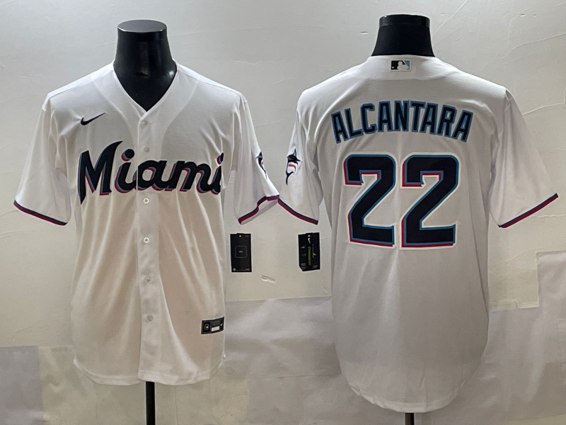 Men's Miami Marlins Sandy Alcantara White Home Limited Player Jersey