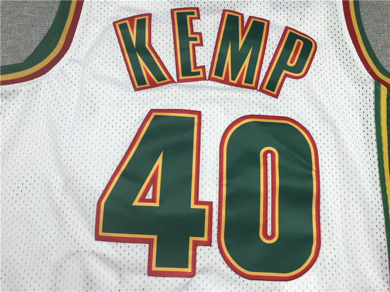 Men's Seattle Supersonics Shawn Kemp White Throwback Swingman Jersey