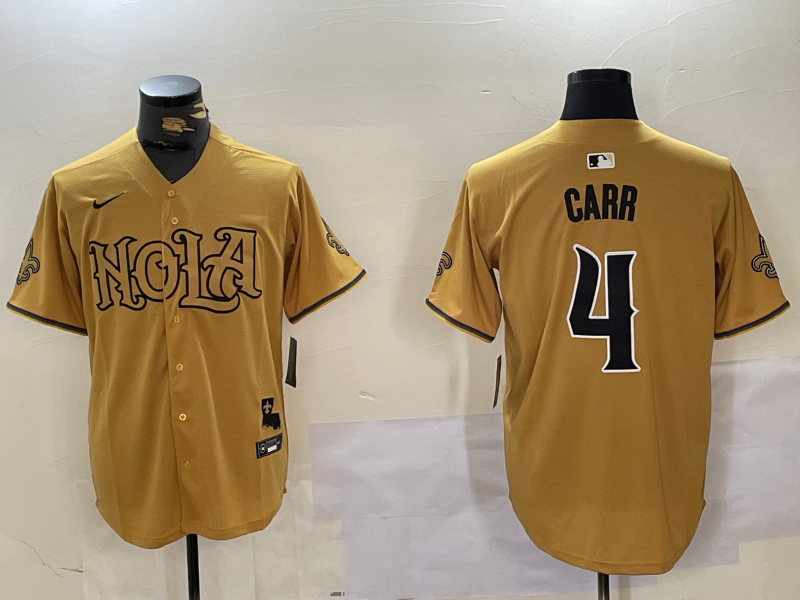 Men's New Orleans Saints Derek Carr Yellow Player Jersey
