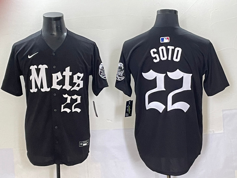 Men's New York Mets Juan Soto Black Game Player Jersey