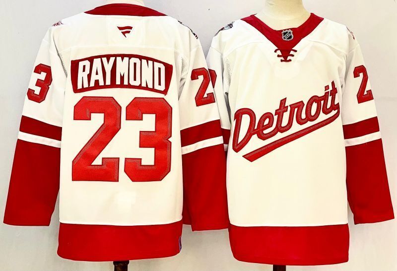 Men's Detroit Red Wings Lucas Raymond Fanatics White Player Jersey
