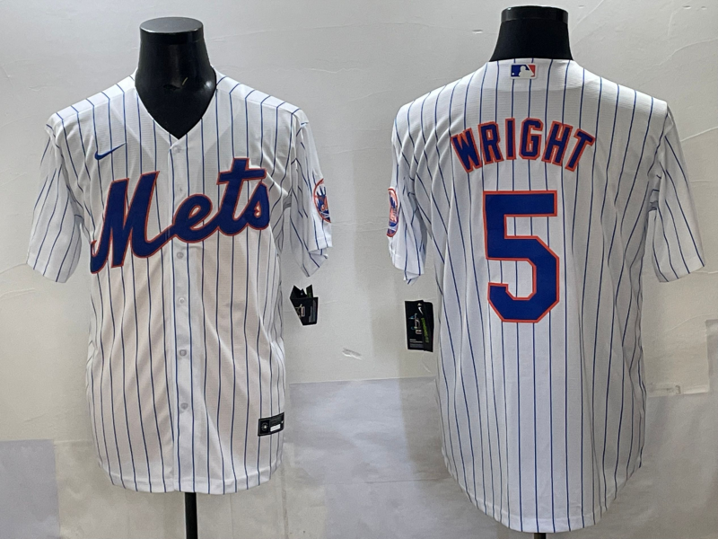 Men's New York Mets David Wright White Home Replica Player Jersey