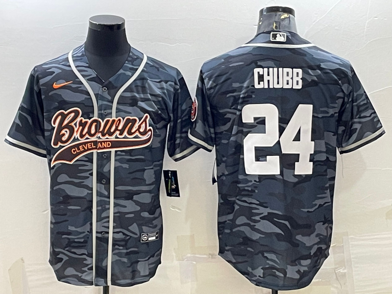 Men's Cleveland Browns Nick Chubb Grey Camouflage Game Jersey Joint Edition