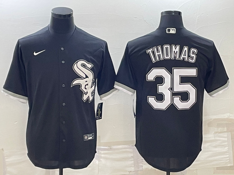 Men's Chicago White Sox Frank Thomas Black Replica Player Jersey