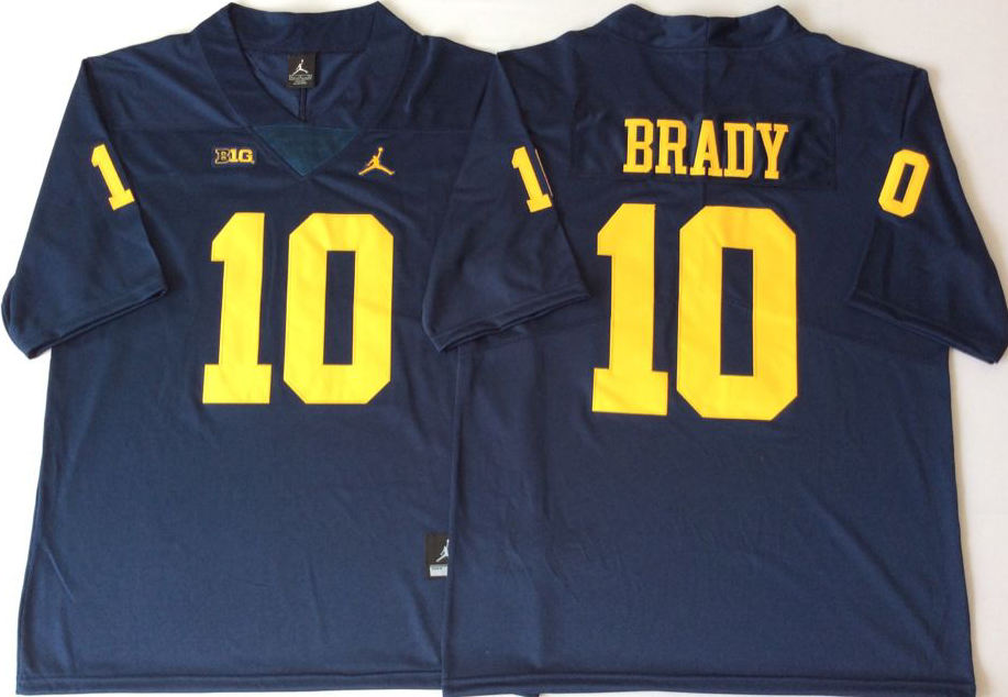 Men's Michigan Wolverines Tom Brady Navy Alumni Player Game Jersey