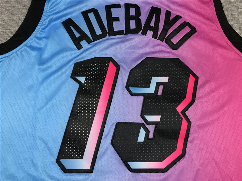 Men's Miami Heat Bam Adebayo Pink/Blue 2020/21 Swingman Jersey ¨C City Edition