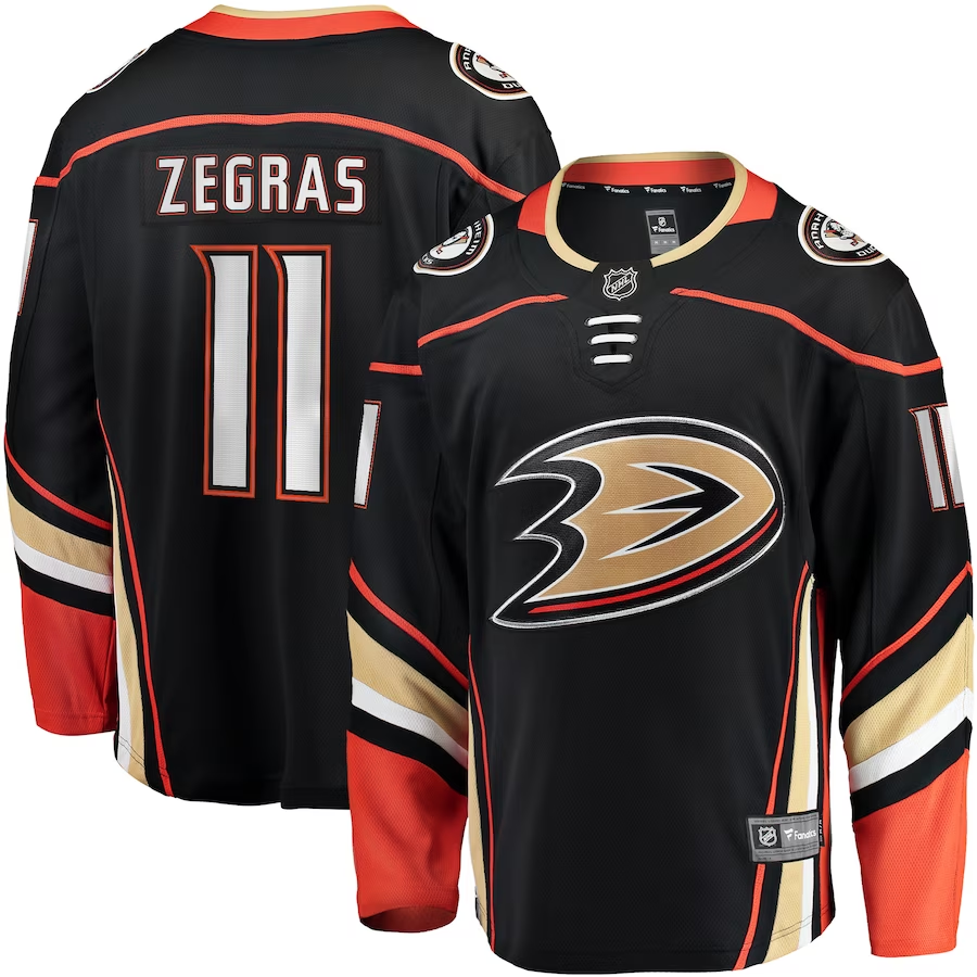 Men's Anaheim Ducks Trevor Zegras Black Home Breakaway Player Jersey