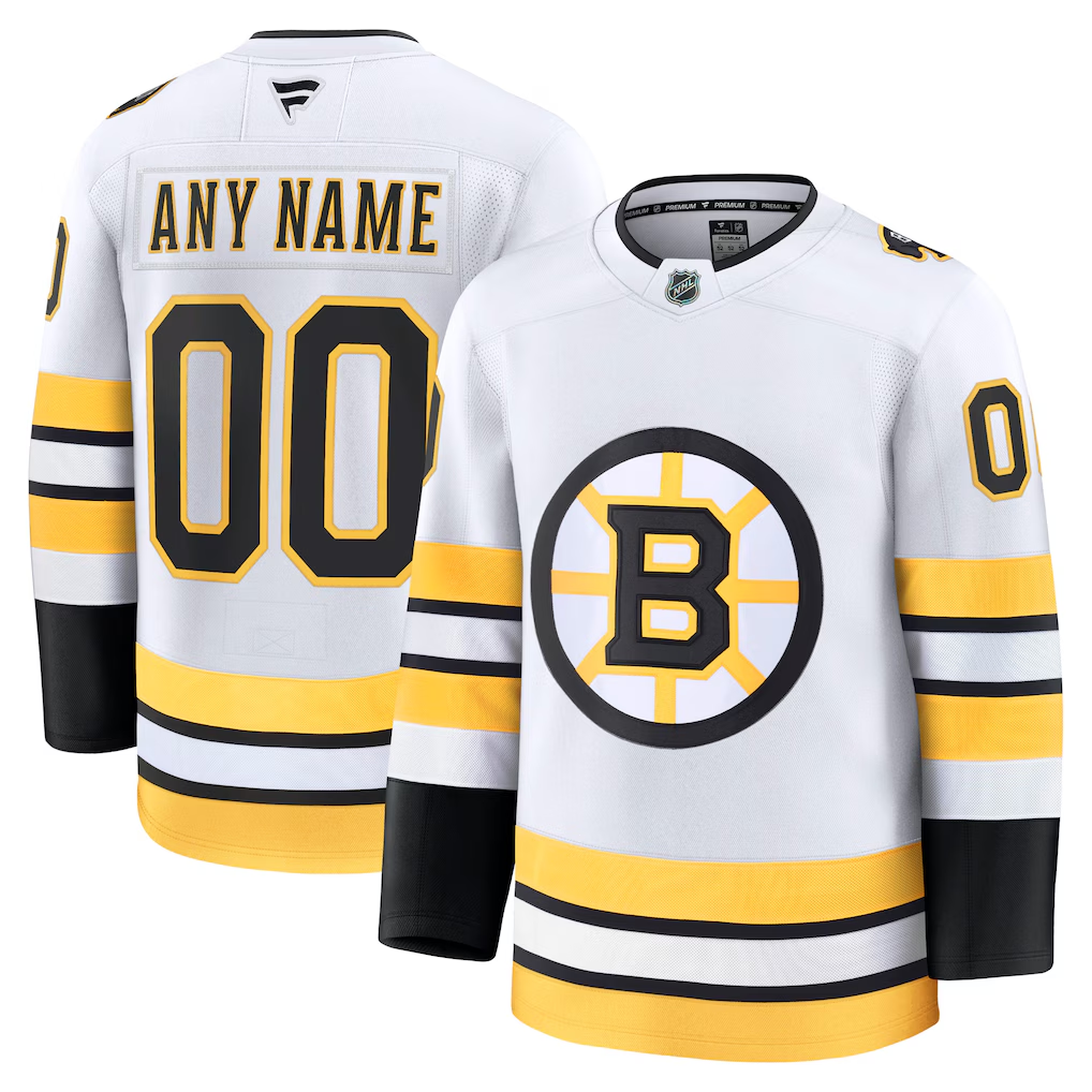 Men's Boston Bruins Fanatics White Away Premium Custom Jersey